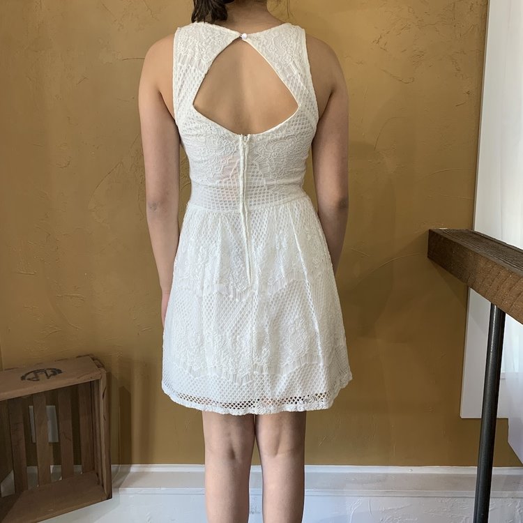 Trixxi White Lace Open Back Dress, Size 3