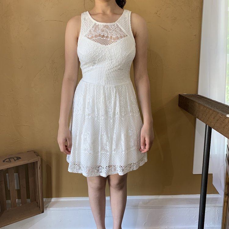 Trixxi White Lace Open Back Dress, Size 3