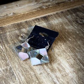 Pink Square Earrings