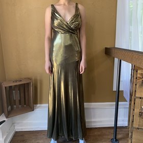 Aidan Mattox Gold Metallic Evening Gown, Size 2