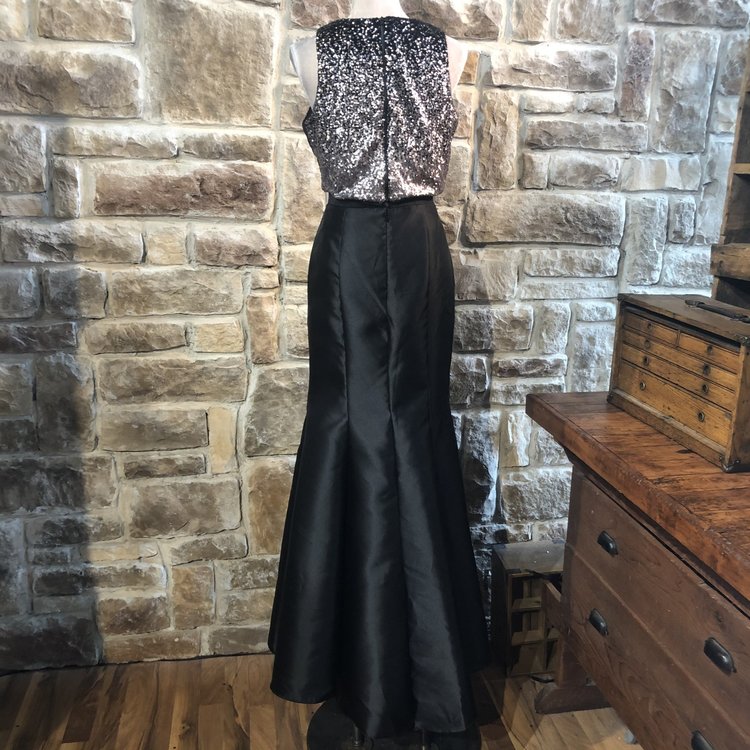 Xscape Black Sequined Two Piece Mermaid Dress,  Size 16