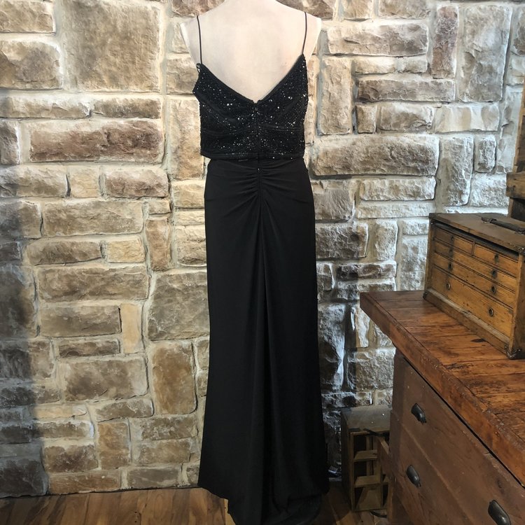 Adrianna Papell Black Beaded Formal Gown, Size L