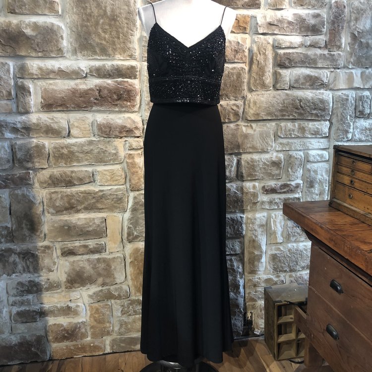 Adrianna Papell Black Beaded Formal Gown, Size L
