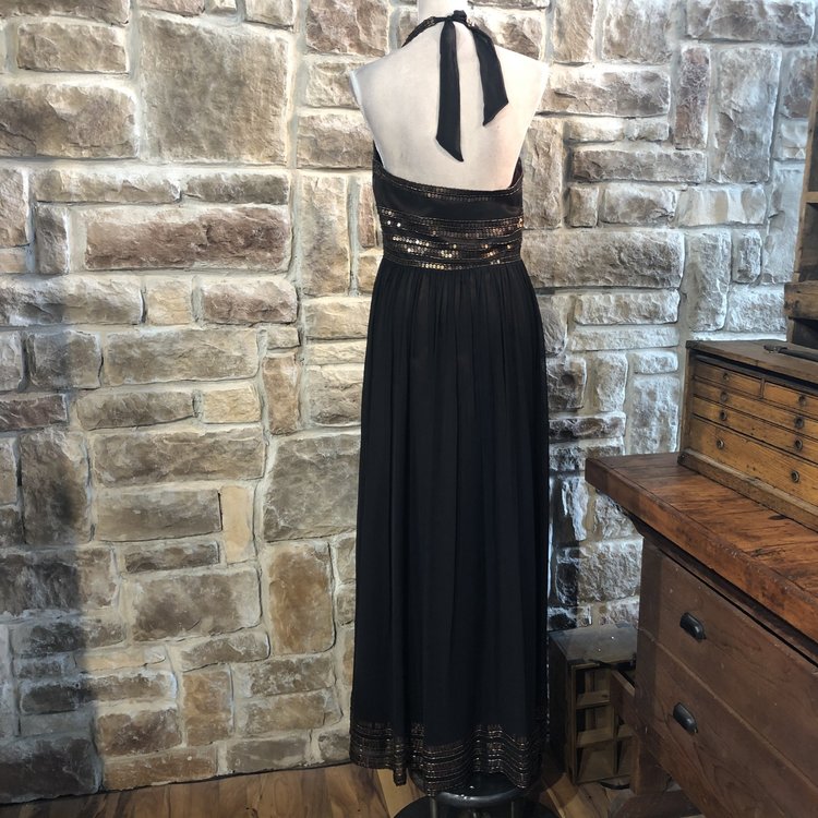 Adrianna Papell Black and Brown Embellished Gown, Size 12