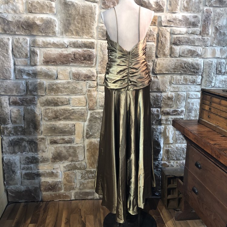 Jessica McClintock Olive Satin Gown, Size 12