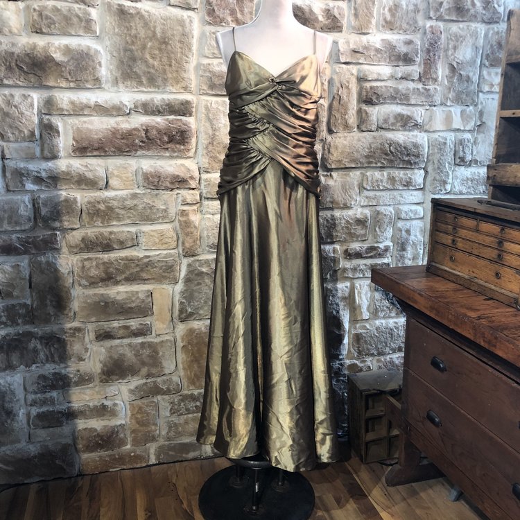 Jessica McClintock Olive Satin Gown, Size 12