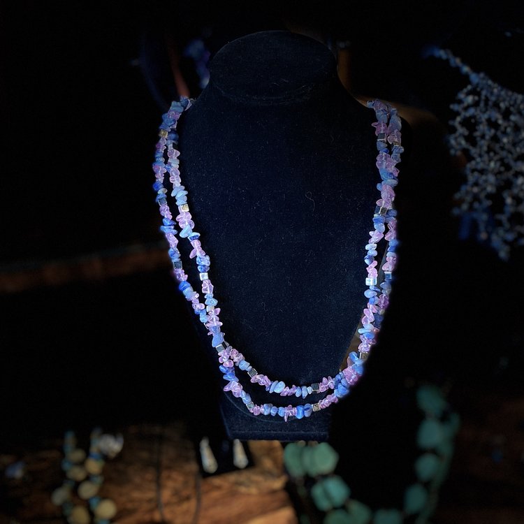 Purple and Pink Stone Necklace