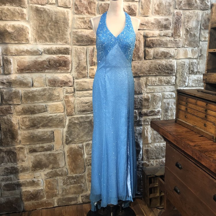 Wow! Blue Beaded Dress, Size L