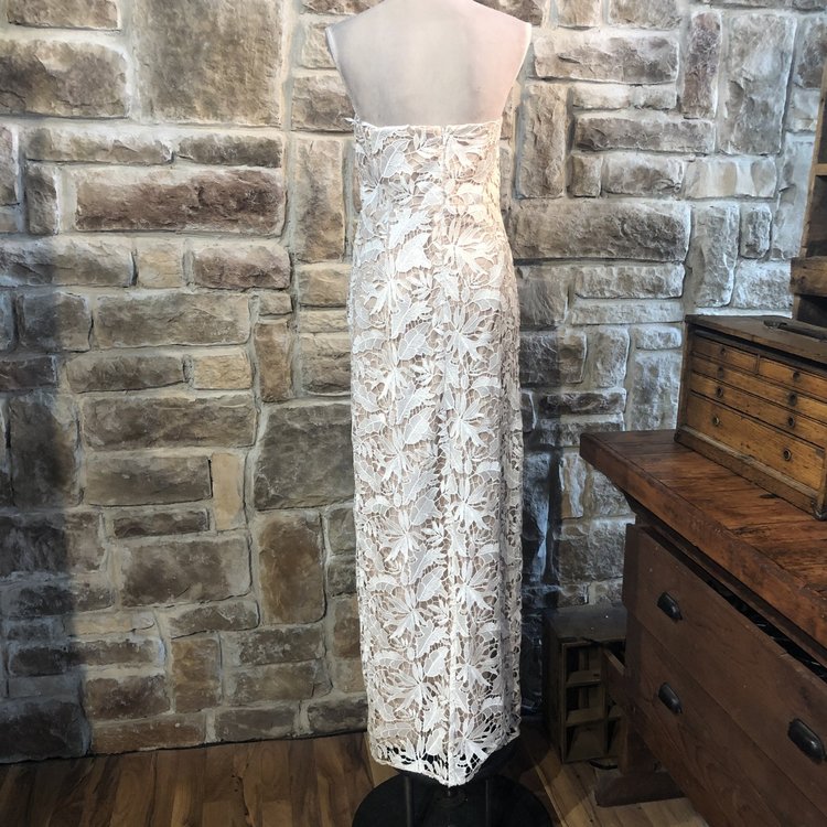 Aidan Mattox Beige and White Lace Dress, Size 12