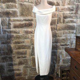 Style Stalker White Off Shoulder Evening Gown, Size L