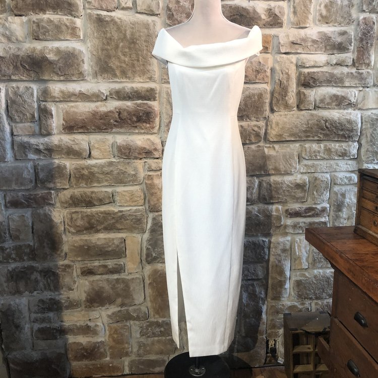 Style Stalker White Off Shoulder Evening Gown, Size L
