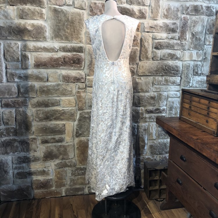 Xscape White and Silver Sequin Gown, Size 14