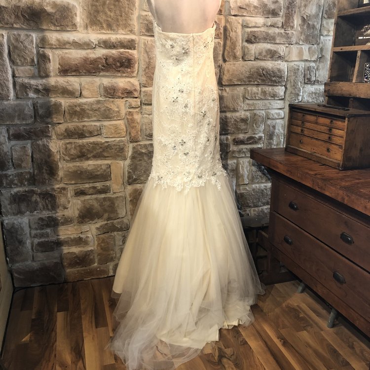 Terani Ivory Strapless Full Length Gown, Size 14