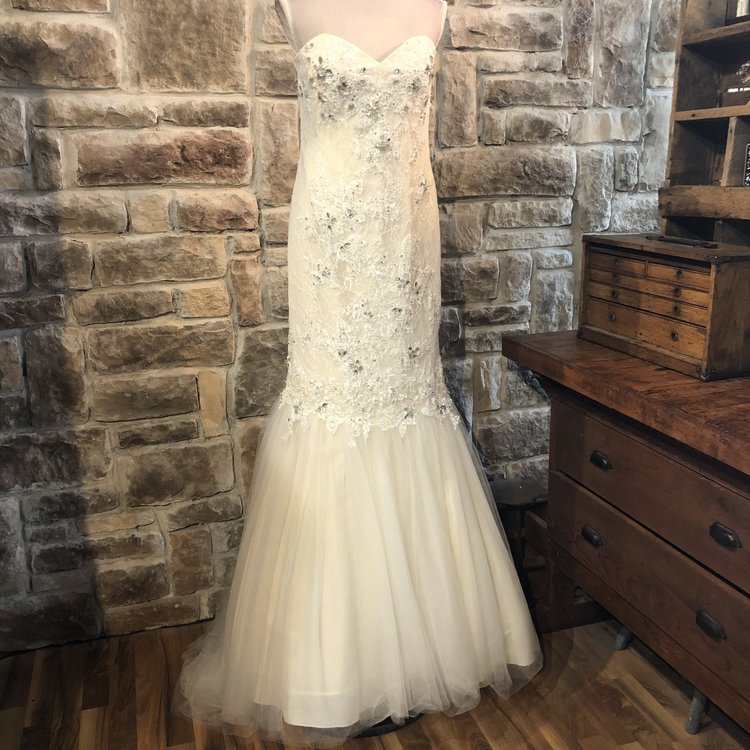 Terani Ivory Strapless Full Length Gown, Size 14