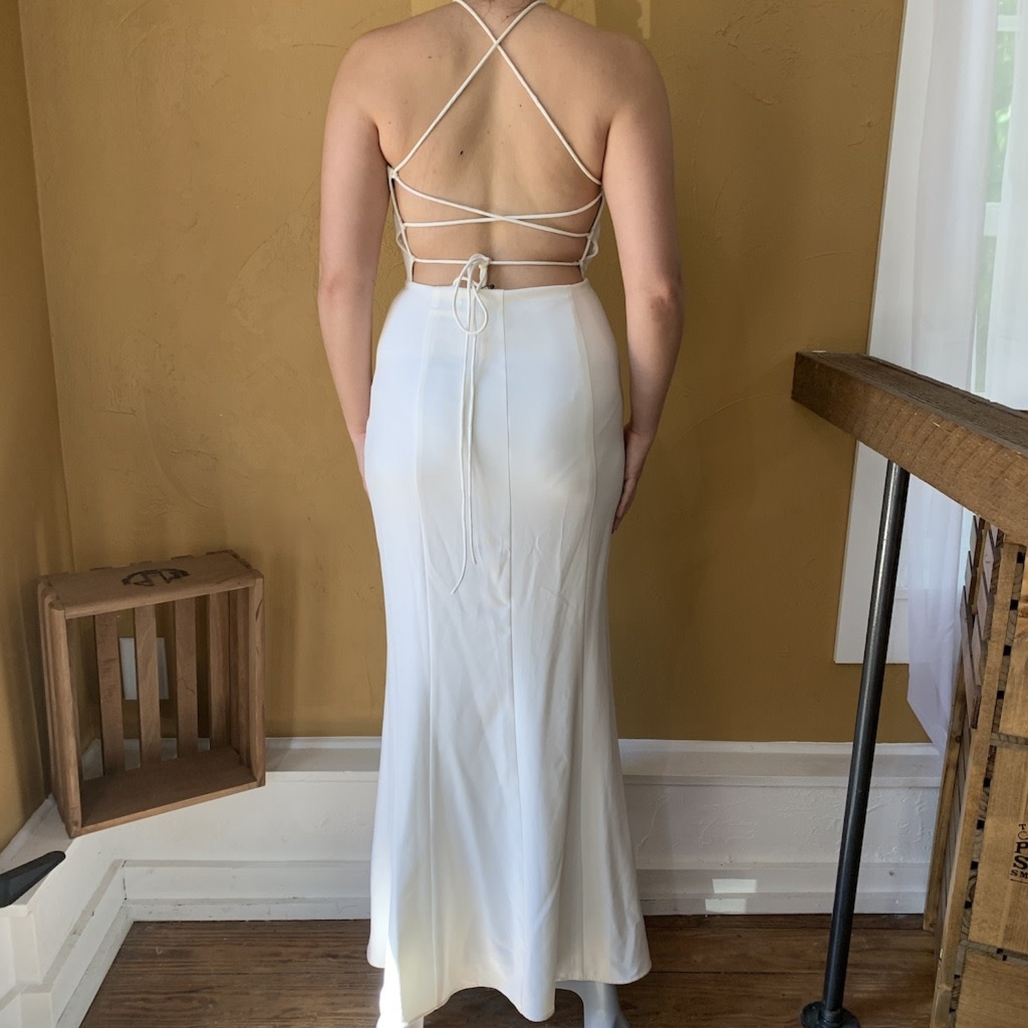 White Lace Up Gown - Elements Unleashed White Lace Up Gown - Elements Unleashed