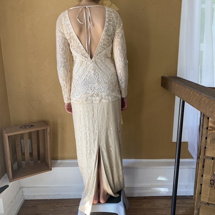 Sue Wong Beige Soutache Embroidered Gown, Size 6