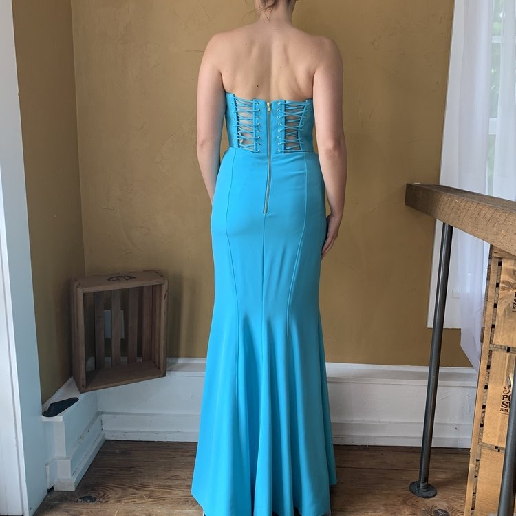 Turquoise Corset Back Gown, Size 6