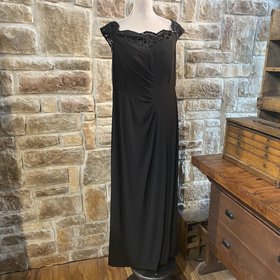 Alex Evenings Black Gown with Sequin Neckline, Size 16W