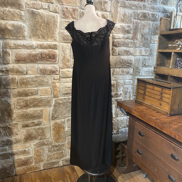 Alex Evenings Black Gown with Sequin Neckline, Size 16W