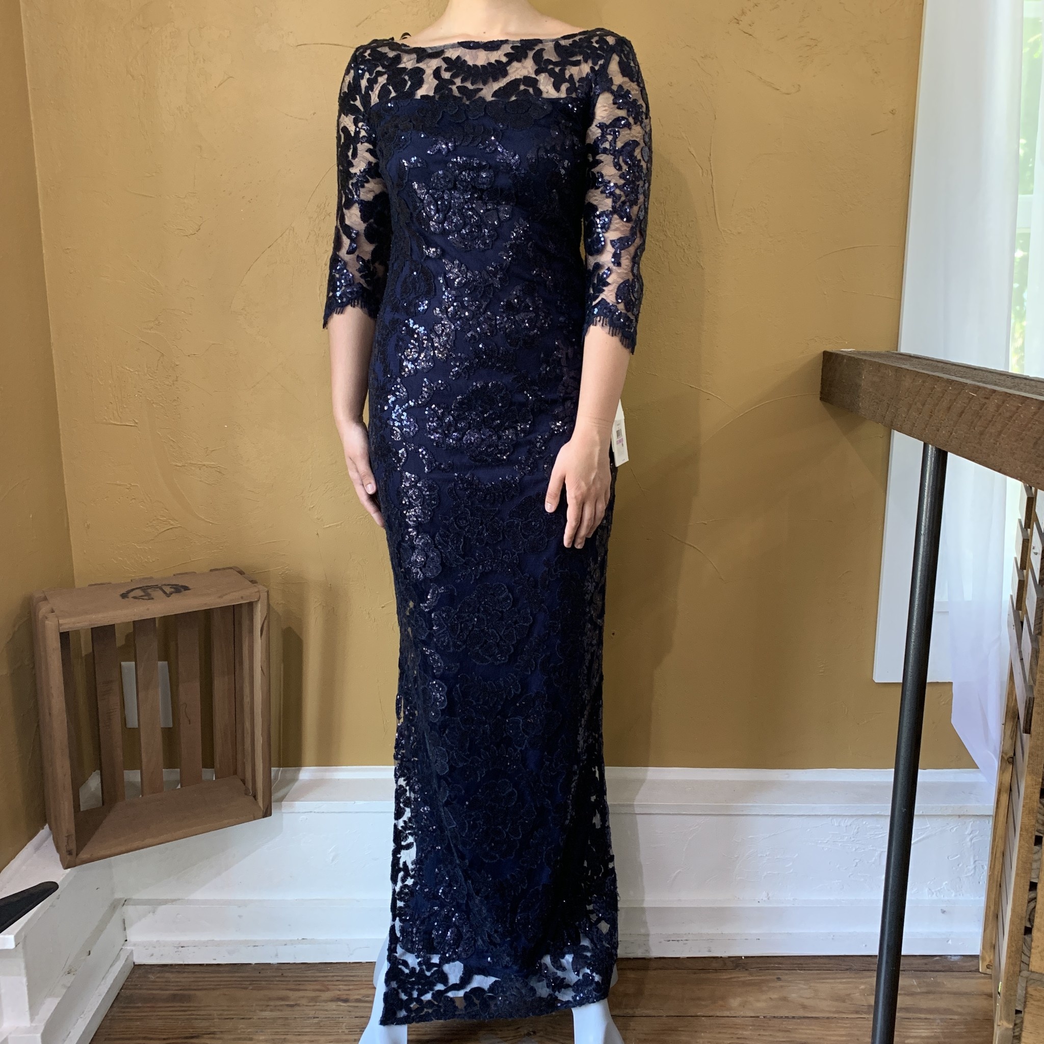 Navy Sequin Gown, Size 6 - Elements Unleashed