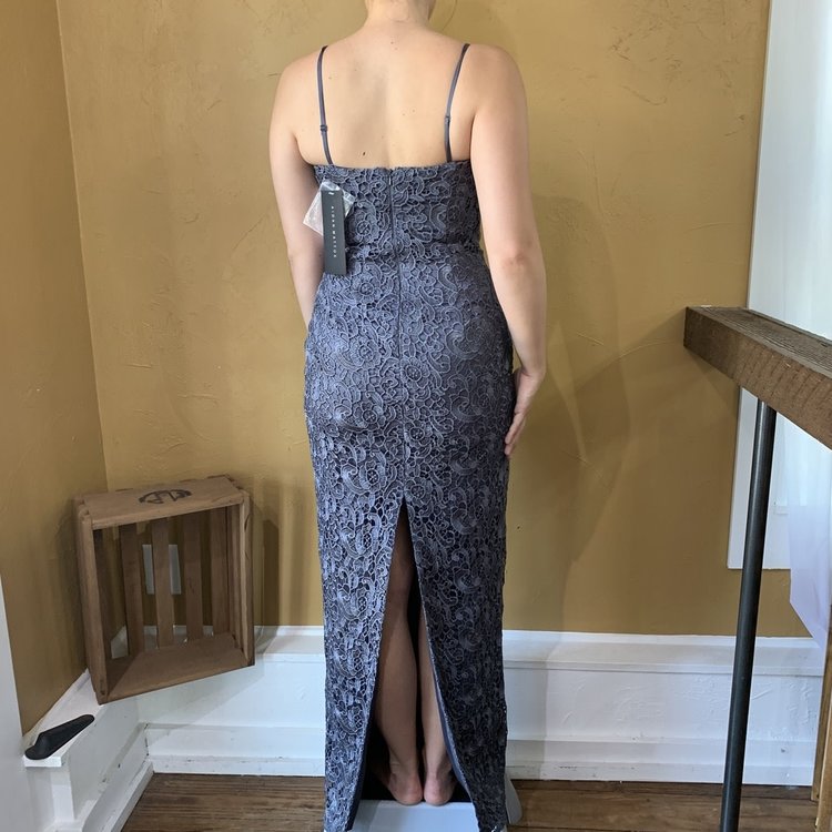 Aidan Mattox Grey Lace Evening Gown, Size 4