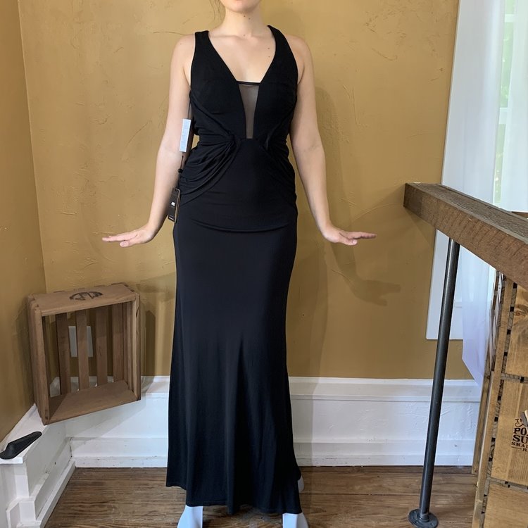 ABS Black Evening Gown with Sheer Back, Size XS