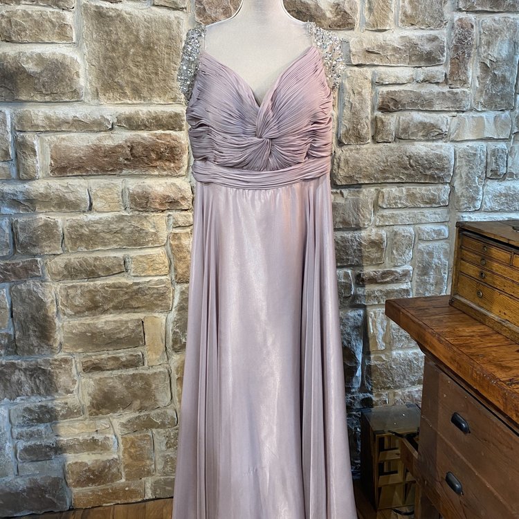 Meier Collection Mauve Chiffon Empire Waist Gown with Cap sleeve, Size 20