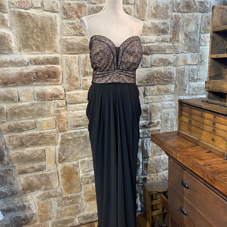 City Chic Black Chiffon Lace Trim Dress, Size XL