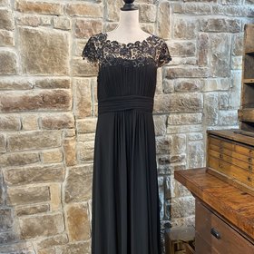 Ever Pretty Black Chiffon Lace Formal Gown, Size 16