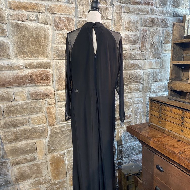 NW Women Black Maxi Long Sleeve Dress, Size XL