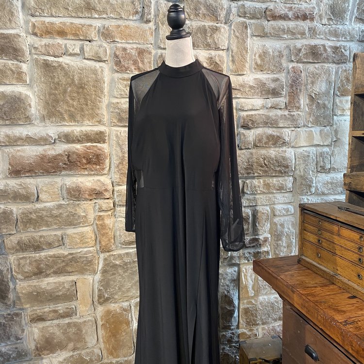 NW Women Black Maxi Long Sleeve Dress, Size XL
