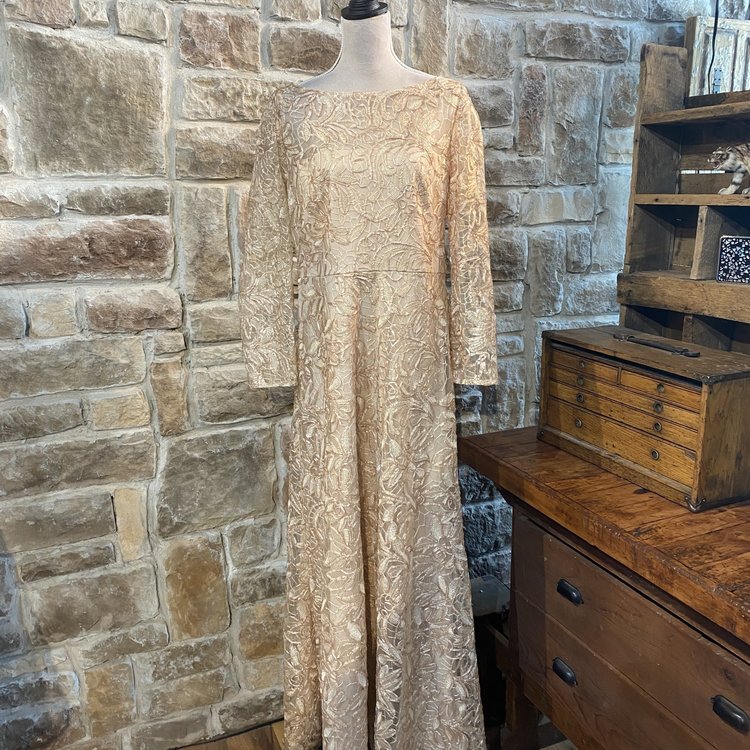 JS Collection Rose Gold Lace Gown, Size 16