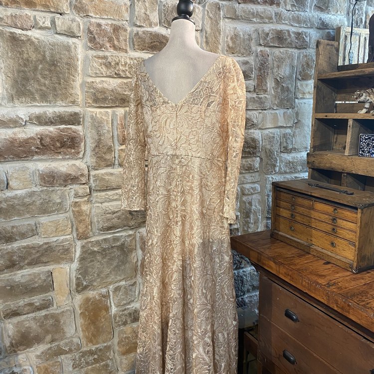 JS Collection Rose Gold Lace Gown, Size 16