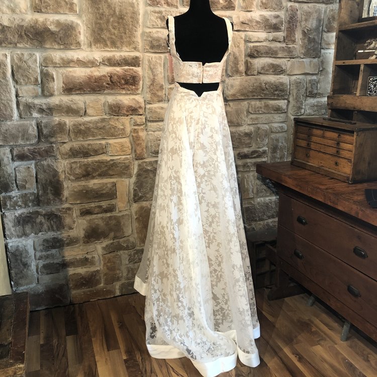 Terani Couture Ivory Organza Crop Top Dress, Size 0