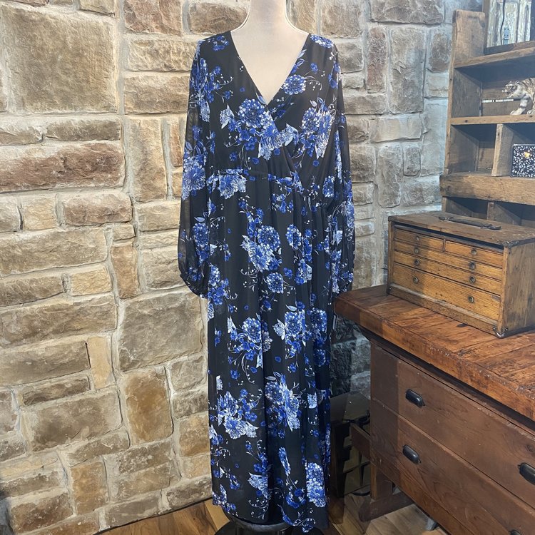 INC Blue Floral Maxi Dress, Size 3X