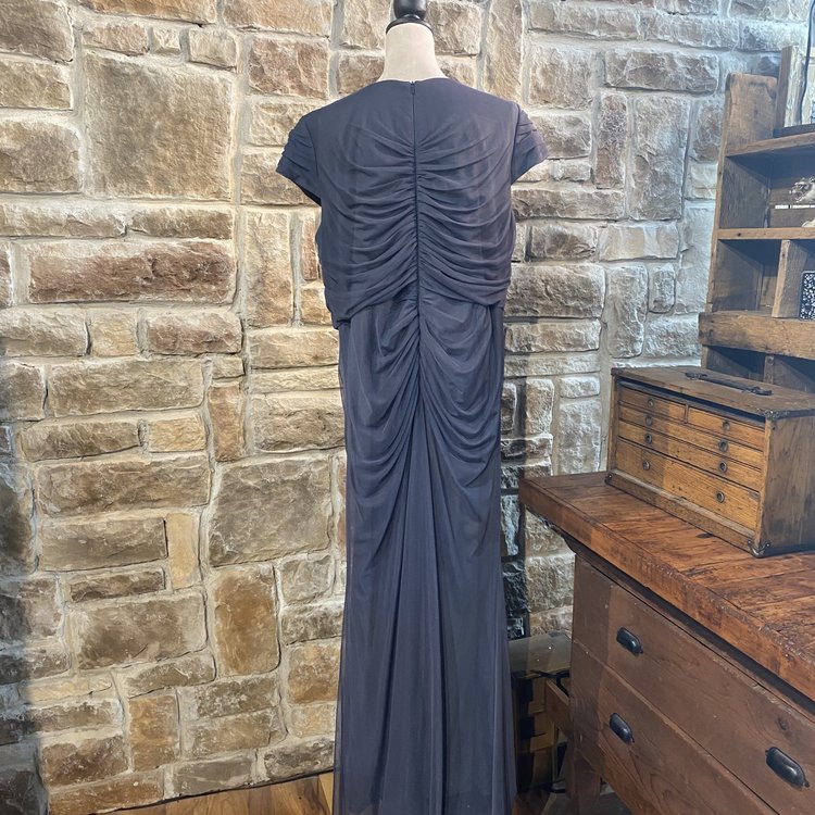 Alex Evenings Steel Gray Ruched Gown, Size 20W