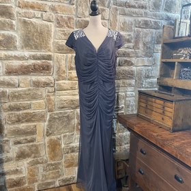 Alex Evenings Steel Gray Ruched Gown, Size 20W