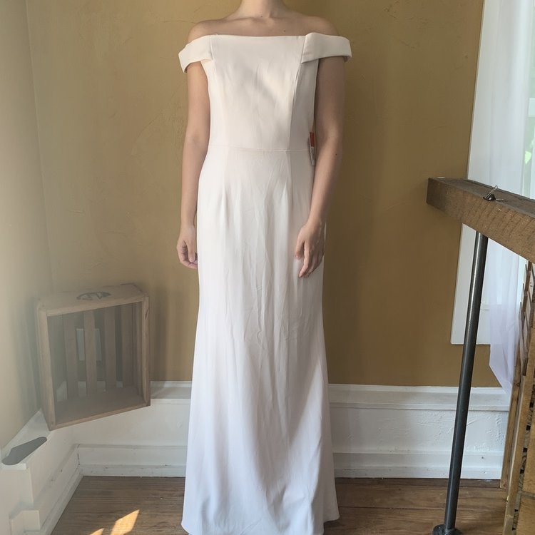 Carmen Marc Valvo Pink Off The Shoulder Evening Gown, Size 10