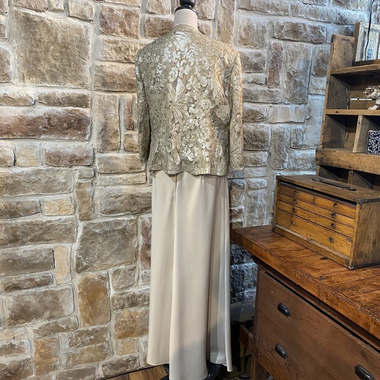 Alex Evenings Champagne 2-Piece Sequin Gown, Size 16