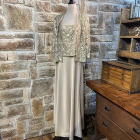 Alex Evenings Champagne 2-Piece Sequin Gown, Size 16