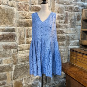 BB Dakota Blue Floral Lace A-Line Dress, Size 16