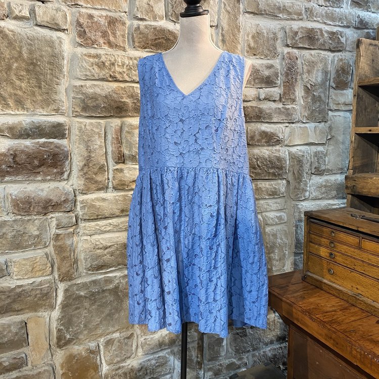 BB Dakota Blue Floral Lace A-Line Dress, Size 16