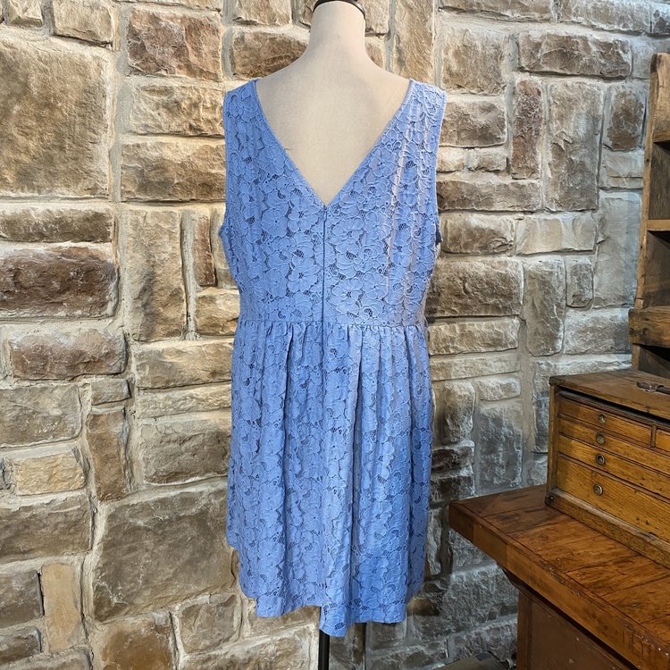 BB Dakota Blue Floral Lace A-Line Dress, Size 16