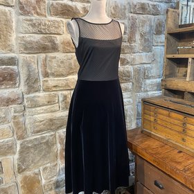 J.R Nites Black Polka-Dot Velvet Dress, Size 12