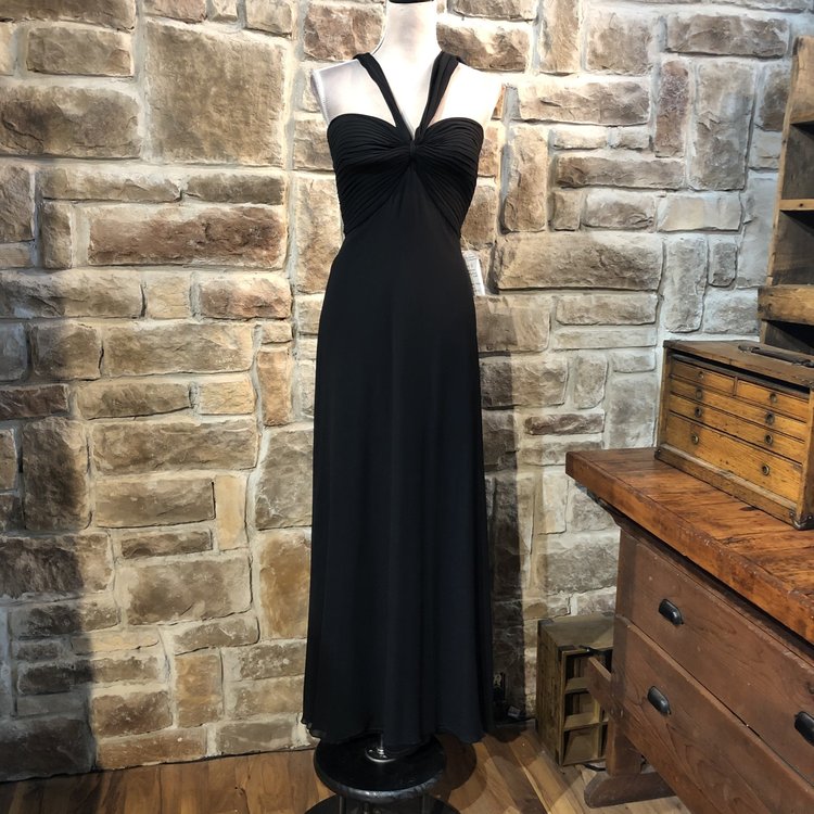 Audrey Kerr Black Ruched Bodice Gown, Size 8