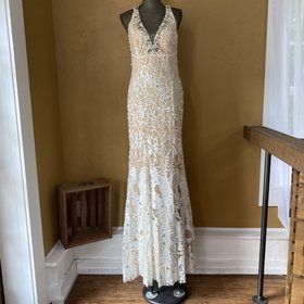 Jovani Ivory Embellished Formal Gown, Size 12
