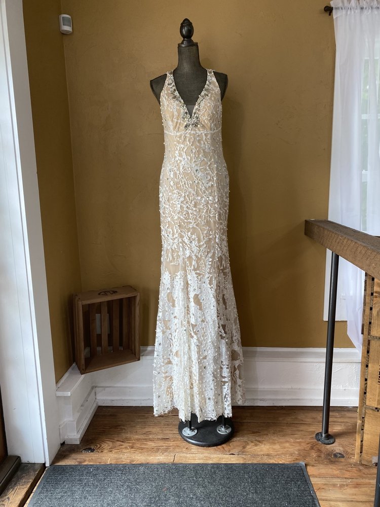 Jovani Ivory Embellished Formal Gown, Size 12