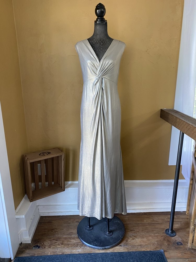 Calvin Klein Gold Twisted Metallic Gown, Size 16