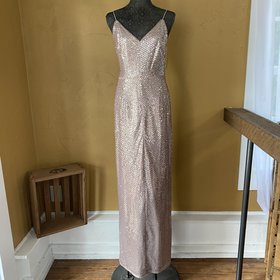 Adrianna Papell Pink Striped Sequin Evening Dress, Size 12