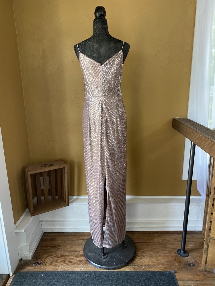 Adrianna Papell Pink Striped Sequin Evening Dress, Size 12